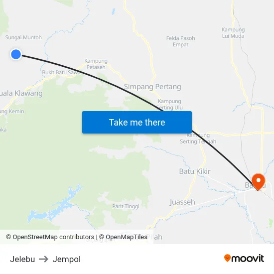 Jelebu to Jempol map