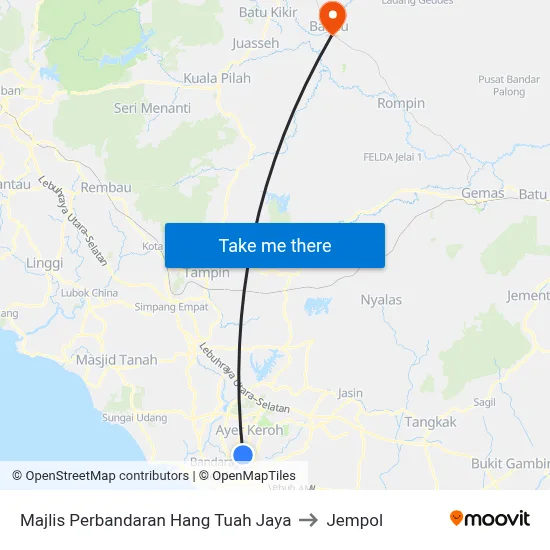 Majlis Perbandaran Hang Tuah Jaya to Jempol map