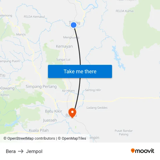 Bera to Jempol map