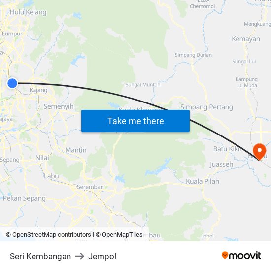 Seri Kembangan to Jempol map