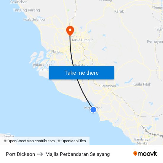 Port Dickson to Majlis Perbandaran Selayang map