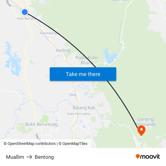 Muallim to Bentong map