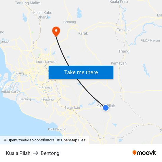 Kuala Pilah to Bentong map