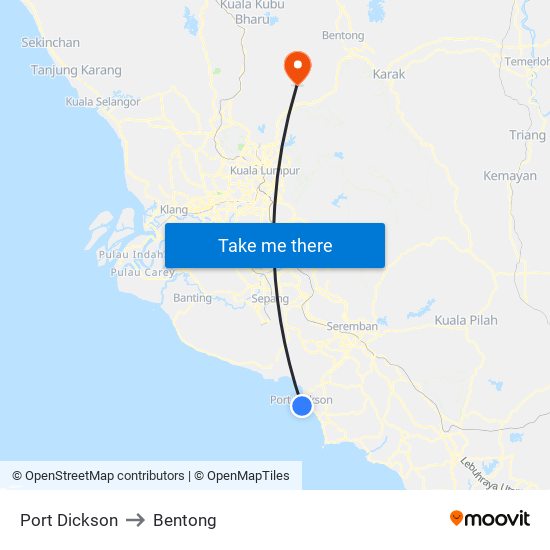 Port Dickson to Bentong map