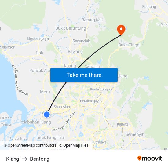 Klang to Bentong map