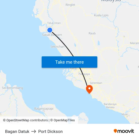 Bagan Datuk to Port Dickson map