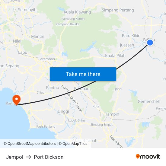 Jempol to Port Dickson map