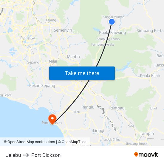 Jelebu to Port Dickson map