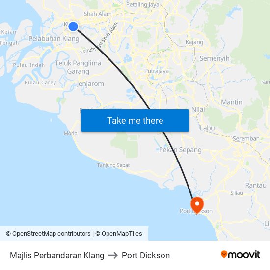 Majlis Perbandaran Klang to Port Dickson map