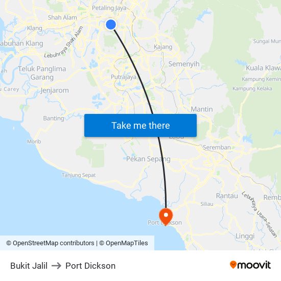 Bukit Jalil to Port Dickson map