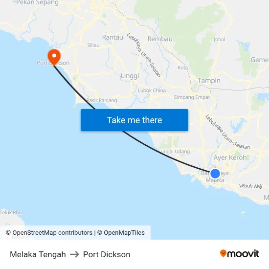 Melaka Tengah to Port Dickson map