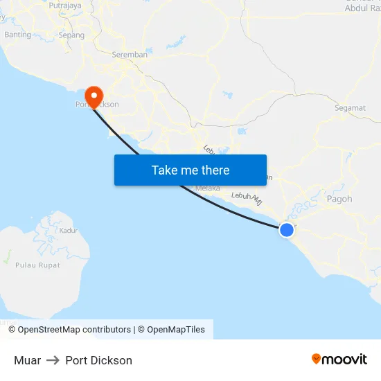 Muar to Port Dickson map