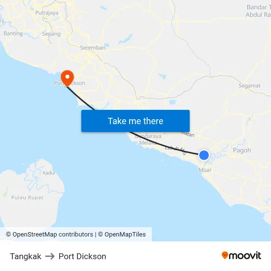 Tangkak to Port Dickson map