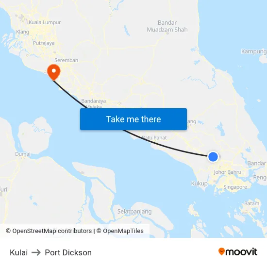 Kulai to Port Dickson map