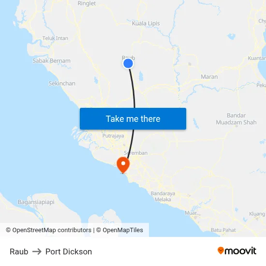 Raub to Port Dickson map