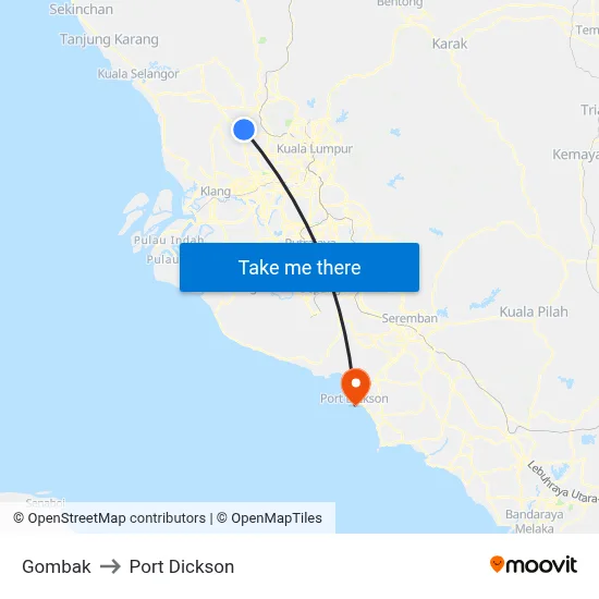 Gombak to Port Dickson map