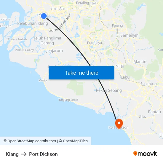 Klang to Port Dickson map