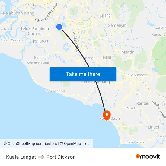 Kuala Langat to Port Dickson map