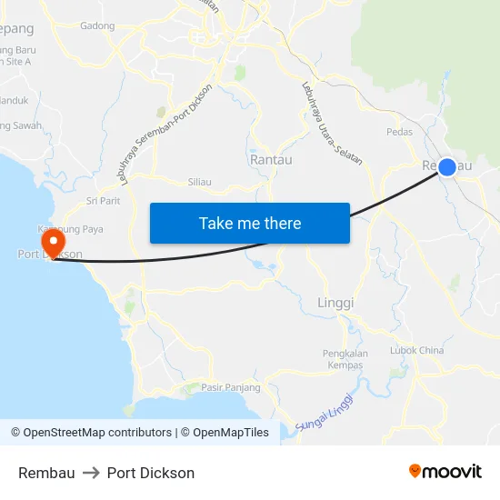 Rembau to Port Dickson map