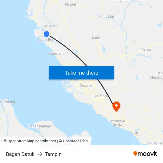 Bagan Datuk to Tampin map