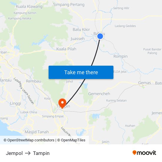 Jempol to Tampin map