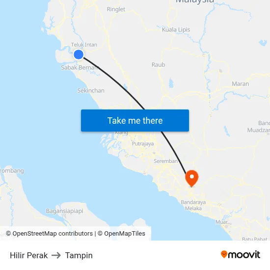 Hilir Perak to Tampin map