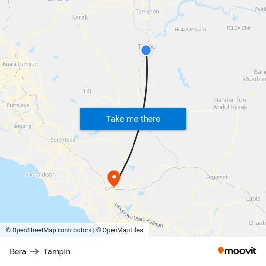 Bera to Tampin map