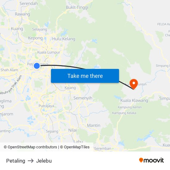 Petaling to Jelebu map