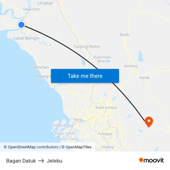 Bagan Datuk to Jelebu map