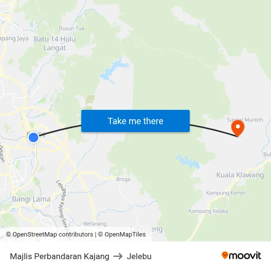 Majlis Perbandaran Kajang to Jelebu map