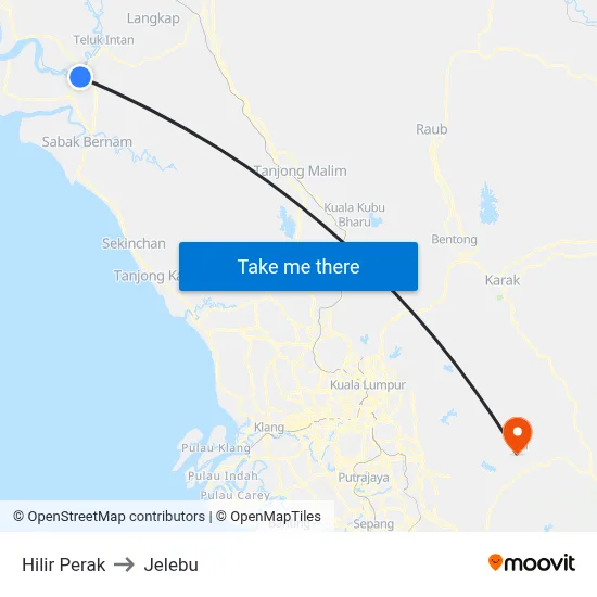 Hilir Perak to Jelebu map