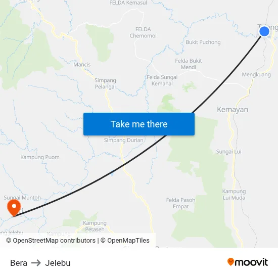 Bera to Jelebu map