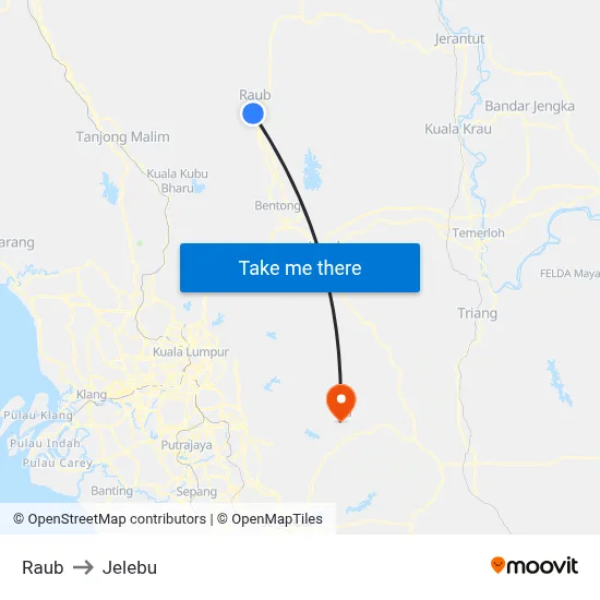 Raub to Jelebu map