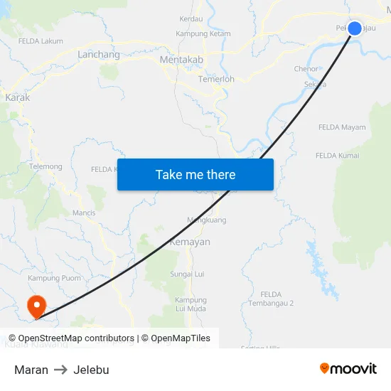 Maran to Jelebu map