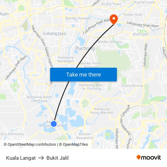 Kuala Langat to Bukit Jalil map