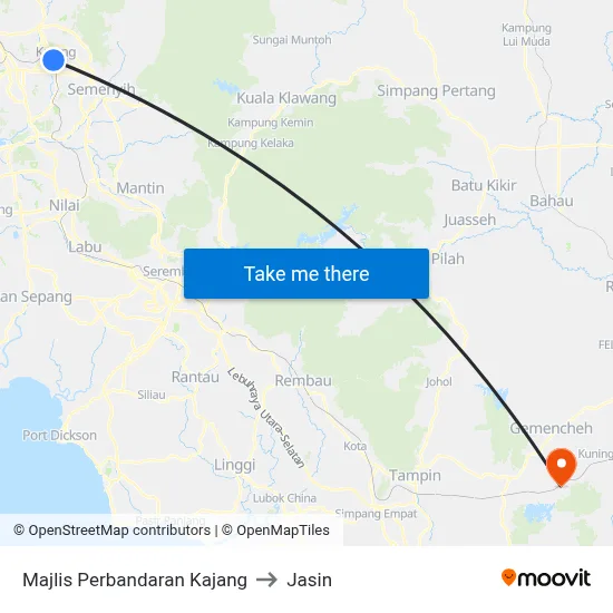 Majlis Perbandaran Kajang to Jasin map