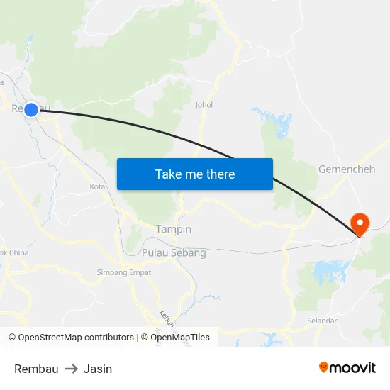 Rembau to Jasin map