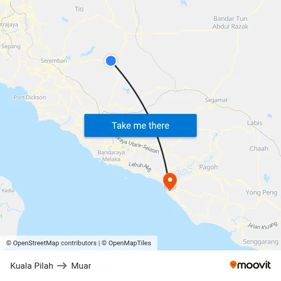 Kuala Pilah to Muar map