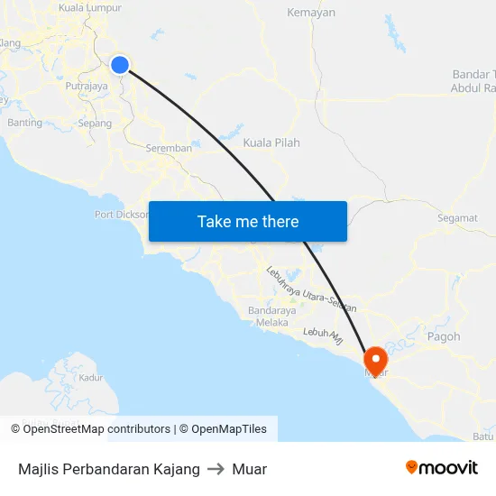 Majlis Perbandaran Kajang to Muar map