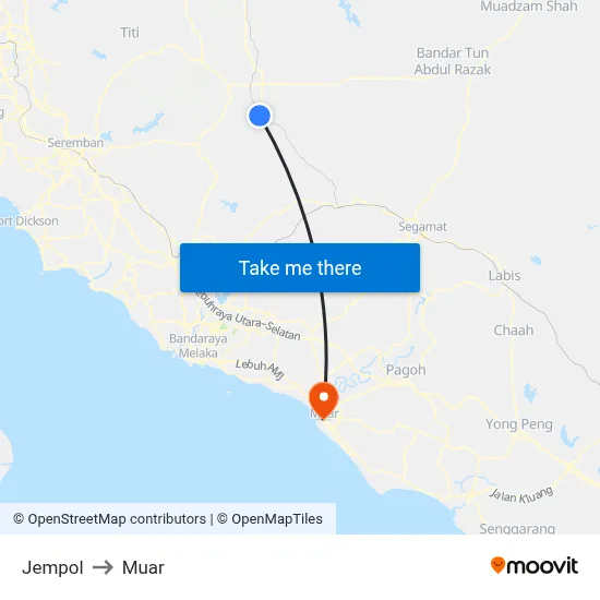Jempol to Muar map