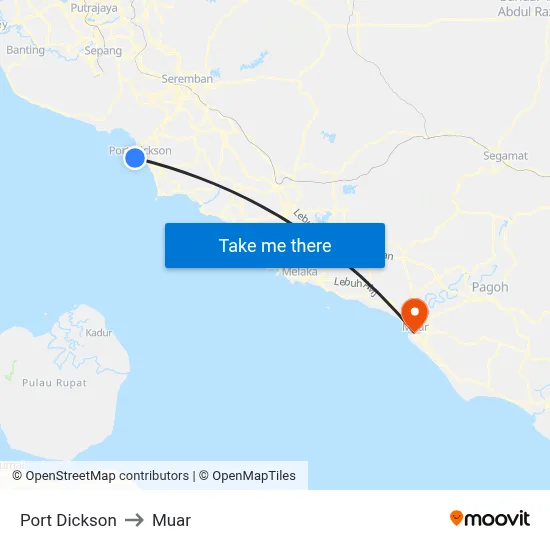 Port Dickson to Muar map