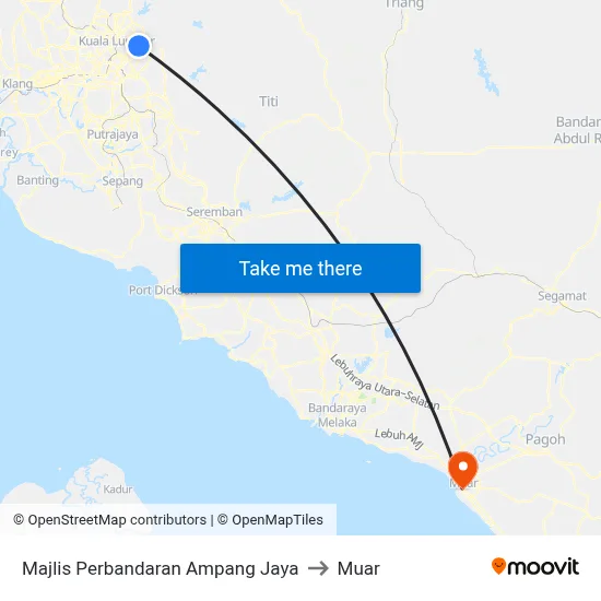 Majlis Perbandaran Ampang Jaya to Muar map