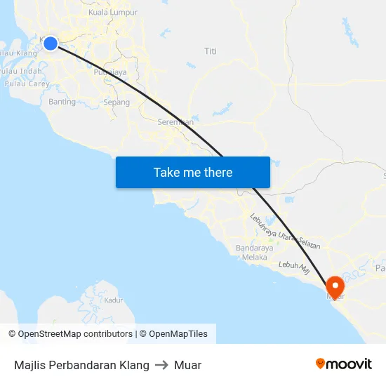 Majlis Perbandaran Klang to Muar map