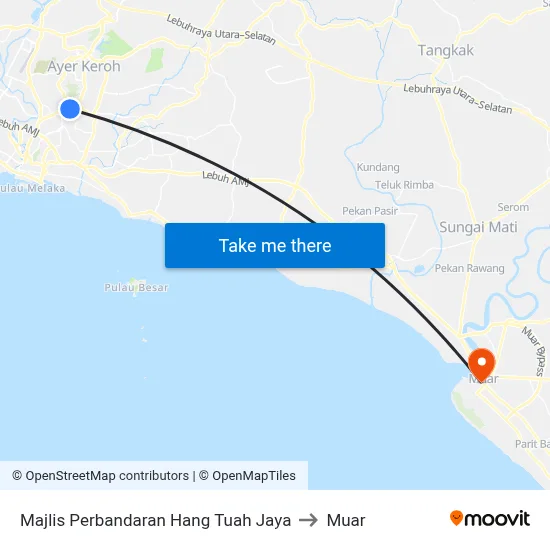 Majlis Perbandaran Hang Tuah Jaya to Muar map