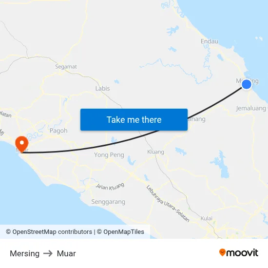 Mersing to Muar map