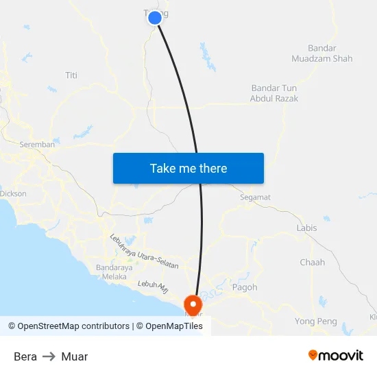 Bera to Muar map