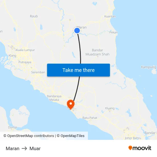 Maran to Muar map