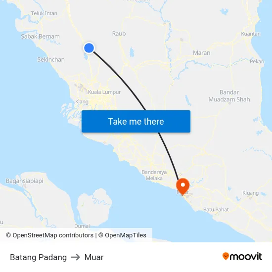 Batang Padang to Muar map