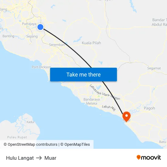 Hulu Langat to Muar map