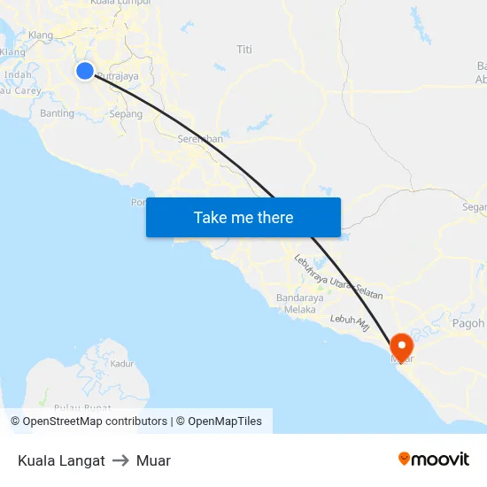 Kuala Langat to Muar map